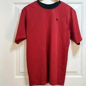 Starter Shirt Kids Large Red Black Crewneck Short Sleeve Athletic Polyester Tee‎